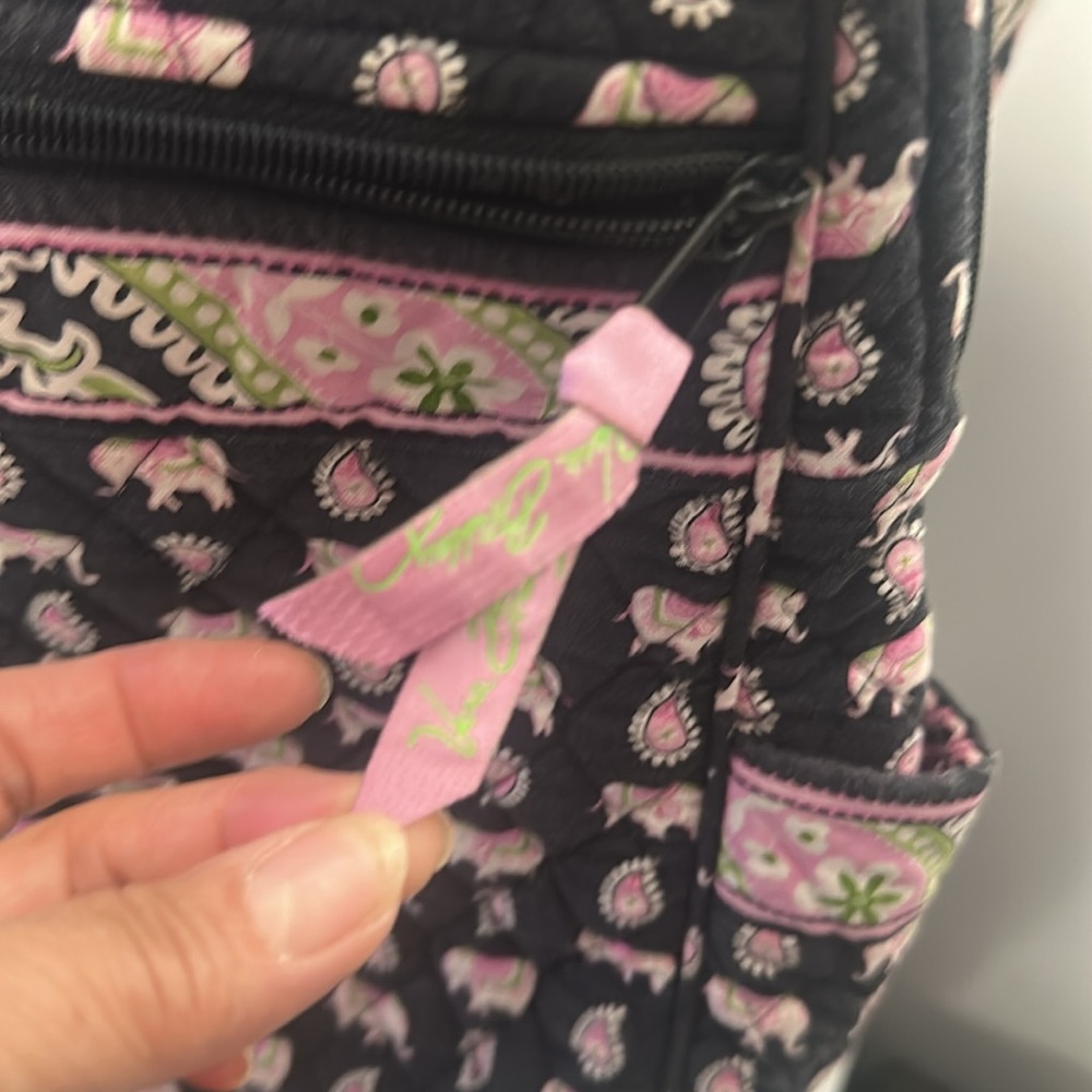 Vera Bradley Black Backpack With Pink Elephant Pa… - image 3